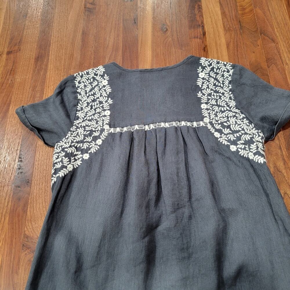 Ann Taylor LOFT Embroidered Split Neck 100% Linen Dress Size Small - Picture 4 of 9